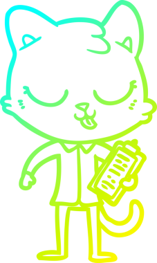 Bir insan tarafından çizilen çizgi film kedisinin soğuk gradyan çizgisi.