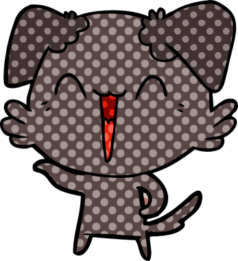 Bir insan tarafından çizilmiş küçük mutlu köpek çizgi filmi.