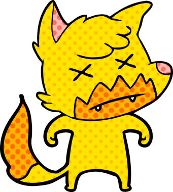 Ölü tilki çizgi film karakteri bir insan tarafından çizilmiş.