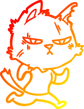 Bir insan tarafından çizilmiş sert bir çizgi film kedisinin sıcak çizgi çizimi