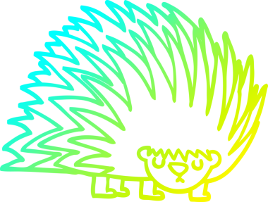 Bir insan tarafından çizilen sivri uçlu kirpinin soğuk gradyan çizimi.