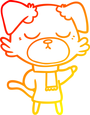 Bir insan tarafından çizilmiş sevimli bir köpeğin sıcak çizgi çizgisi.