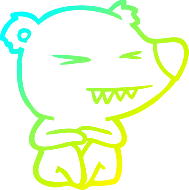 Bir insan tarafından çizilmiş kızgın bir kutup ayısı çizgi filminin soğuk gradyanı.