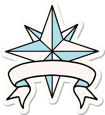 Bir insan tarafından çizilmiş bir yıldızın pankartına sahip dövme stili.