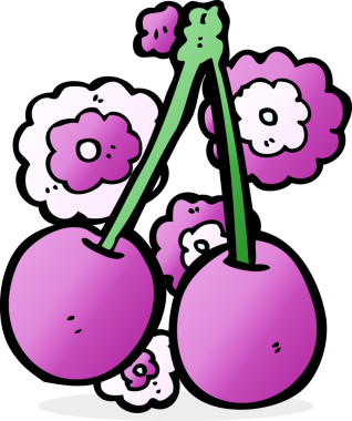 Bir insan tarafından çizilmiş kirazlar.