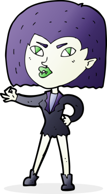 Bir insan tarafından çizilmiş vampir kız çizgi filmi.