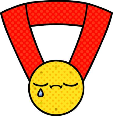 Bir insan tarafından çizilmiş altın madalyanın karikatürü.