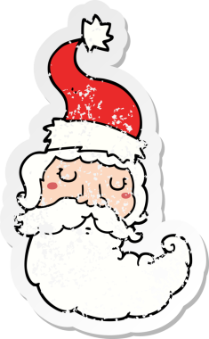 Bir insan tarafından çizilmiş karikatür Noel Baba yüzü.