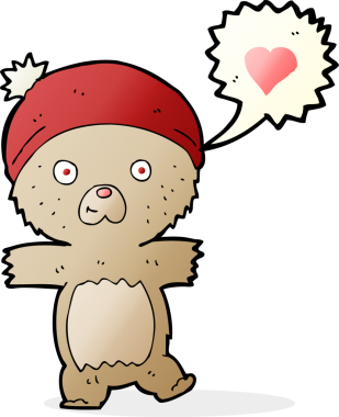 Bir insan tarafından çizilmiş şapkalı çizgi film ayısı.