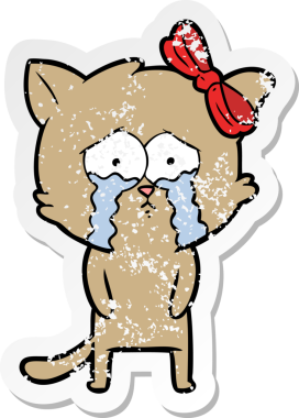 Bir insan tarafından çizilmiş karikatür bir kedinin sıkıntılı çıkartması.