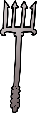Bir insan tarafından çizilmiş üç çatallı mızrak.