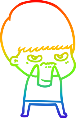 Gökkuşağı gradyan çizgi çizimi Bir insan tarafından çizilmiş bir çizgi film çocuğu