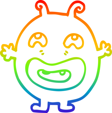 gökkuşağı gradyan çizimi bir insan tarafından çizilmiş bir çizgi film canavarı