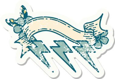 Bir insan tarafından çizilmiş yıldırımların bayrağını taşıyan eski bir etiket