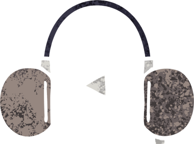 Bir insan tarafından çizilmiş eski bir kulaklığın retro çizim tarzı karikatürü