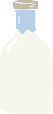 Bir insan tarafından çizilmiş süt şişesinin düz renk çizimi