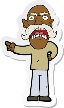 Bir insan tarafından çizilmiş kızgın yaşlı bir adamın çıkartması.