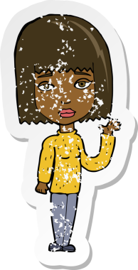 Bir insan tarafından çizilmiş bir karikatür kadının gerilmiş çıkartması.