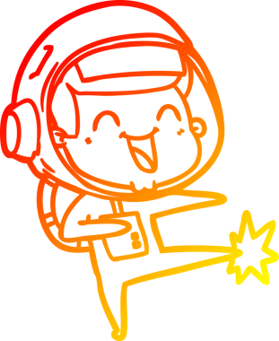 Bir insan tarafından çizilmiş mutlu bir astronotun sıcak çizgi çizimi