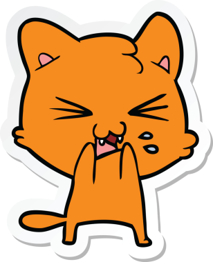 Bir insan tarafından çizilmiş, tıslayan bir kedinin çıkartması.