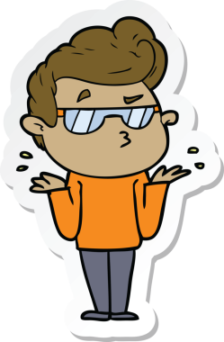 Bir insan tarafından çizilmiş havalı bir adamın çıkartması.