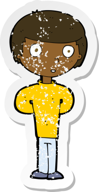 Bir insan tarafından çizilmiş endişeli bir çizgi filmin gerilimli çıkartması.