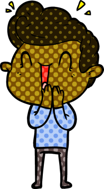 Bir insan tarafından çizilmiş heyecanlı bir çizgi film.