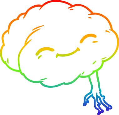 gökkuşağı gradyan çizgi çizimi bir insan tarafından çizilmiş mutlu bir beyin