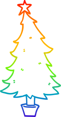 gökkuşağı gradyan çizgisi bir insan tarafından çizilmiş bir karikatür noel ağacı