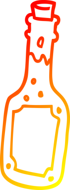 Bir insan tarafından çizilmiş çizgi film bira şişesinin sıcak gradyanı.