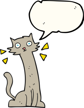 Bir insan tarafından çizilmiş serbest konuşma balonu çizgi film kedisi