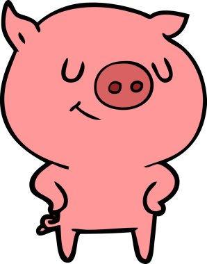 Bir insan tarafından çizilmiş mutlu çizgi film domuzu.