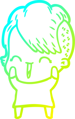 Bir insan tarafından çizilmiş, mutlu bir hipster kız çizgi filmi.