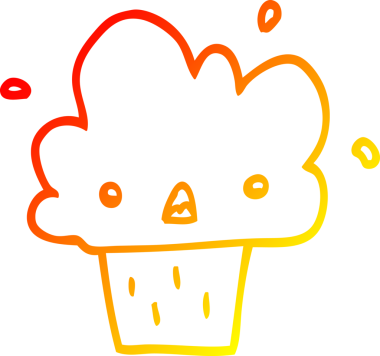 Bir insanın çizdiği çizgi film kekinin sıcak gradyan çizgisi.