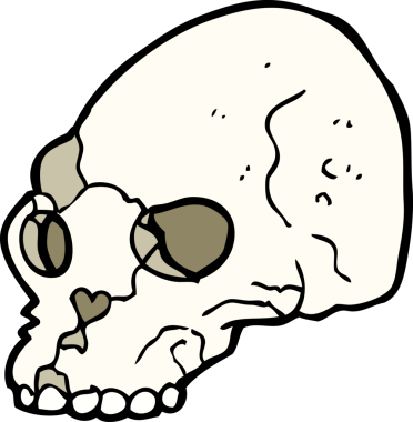 Bir insan tarafından çizilmiş ürkütücü bir kafatası.