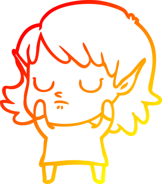 Bir insan tarafından çizilmiş çizgi film karakteri bir elf kızı çizimi