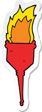 Bir insan tarafından çizilmiş yanan bir meşalenin çıkartması.