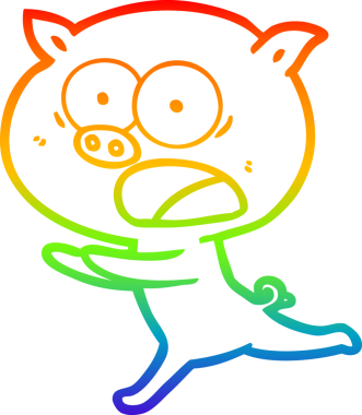 Gökkuşağı gradyan çizimi bir insan tarafından çizilen çizgi domuz çizimi