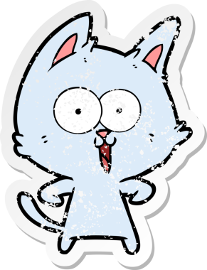 Bir insan tarafından çizilmiş komik bir çizgi film kedisinin sıkıntılı çıkartması.