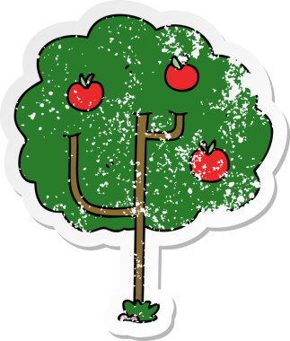 Bir insan tarafından çizilmiş garip bir el çizimi karikatür ağacının sıkıntılı çıkartması.