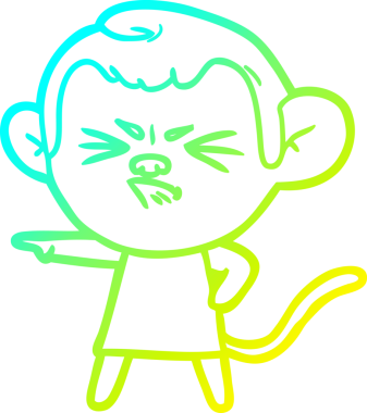 Bir insan tarafından çizilmiş, sinir bozucu bir maymunun soğuk çizgi çizimi.