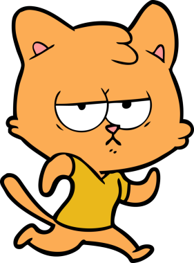 Bir insan tarafından çizilmiş sıkıcı çizgi film kedisi.