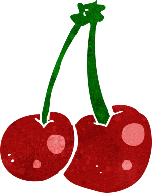 Bir insan tarafından çizilmiş kirazlar.