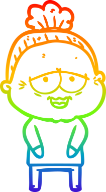 Gökkuşağı gradyan çizgi çizimi Bir insan tarafından çizilmiş mutlu yaşlı kadın