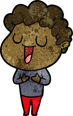 Bir insan tarafından çizilmiş gülen karikatür adam.