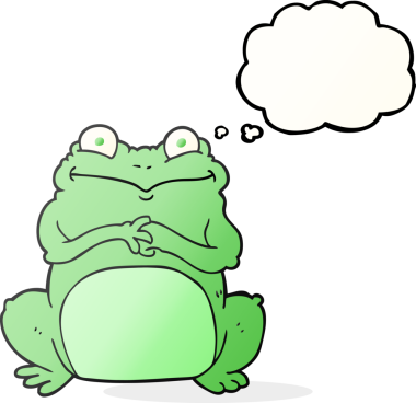 Bir insan tarafından çizilmiş serbest çizim balon karikatür komik kurbağa