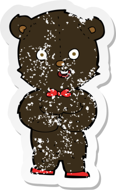 Bir insan tarafından çizilmiş bir oyuncak ayının gerilimli çıkartması.