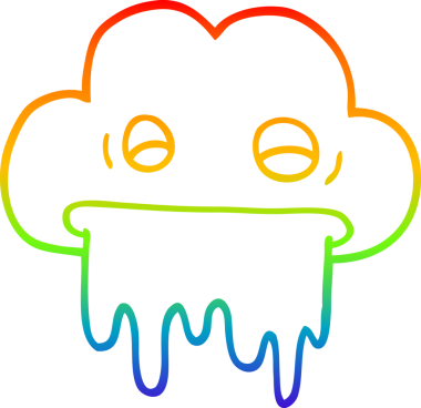 Bir insan tarafından çizilen yağmur bulutunun gökkuşağı gradyanı çizimi