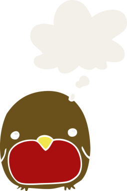 Bir insan tarafından çizilmiş düşünce baloncuğu olan sevimli penguen çizgi filmi.