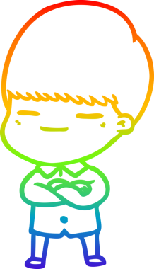 Gökkuşağı gradyan çizgi çizimi bir insan tarafından çizilmiş kendini beğenmiş bir çocuk.